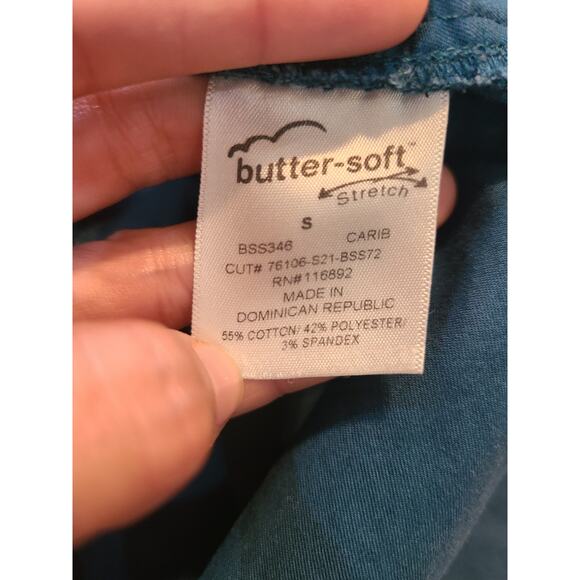 Butter-soft stretch small women's, blue scrub top - Picture 4 of 7